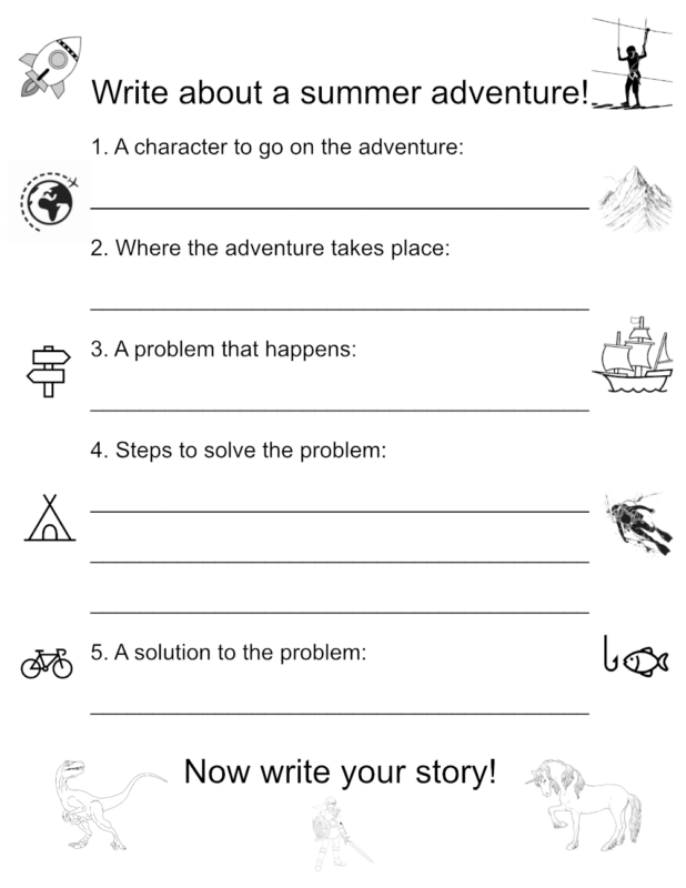 Summer story prompt for kids - large