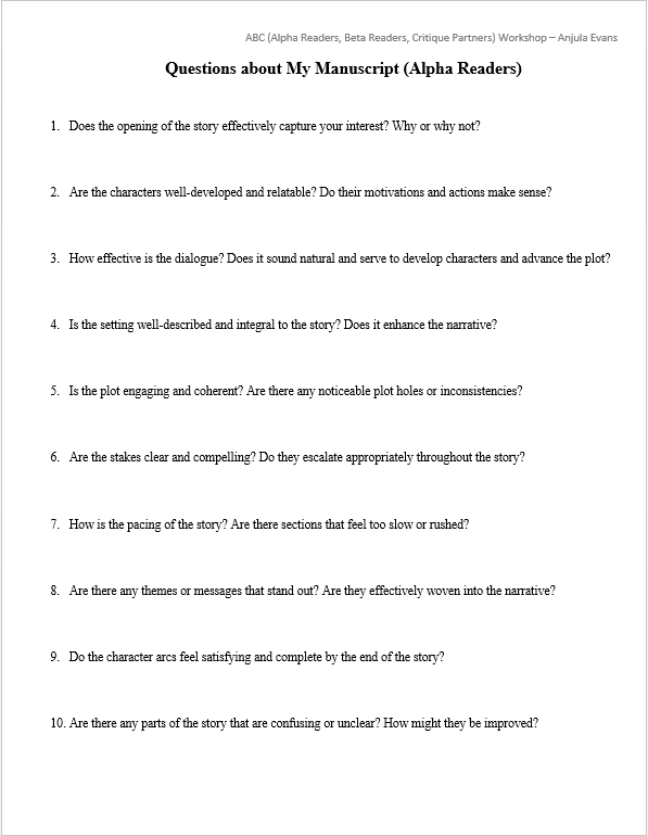 Alpha Reader Questions
